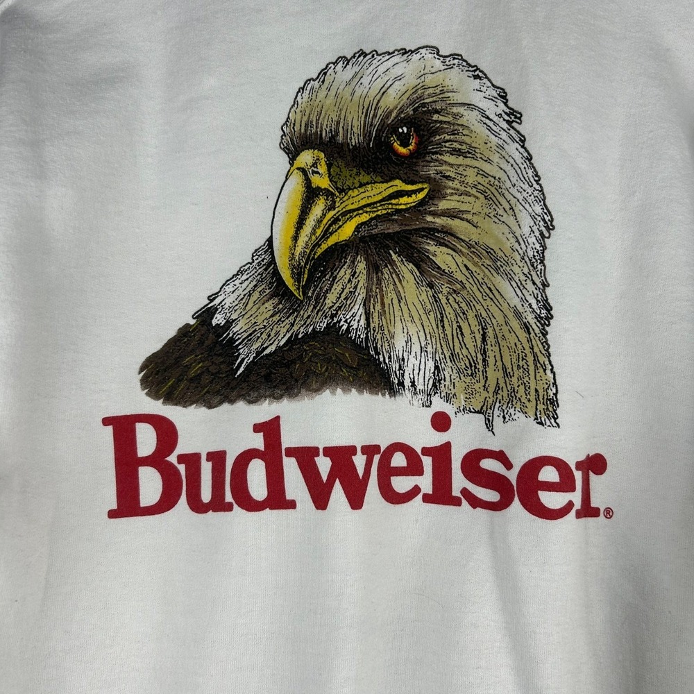 america Budweiser Crewneck Sweatshirt White Small Eagle King of Beers Pullover